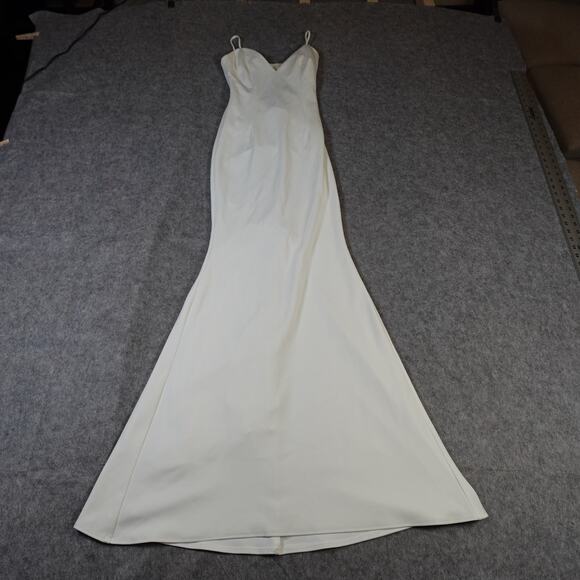 Katie May Dress Womens 0 Bambi Open Back Cut Out White Ivory Maxi Trumpet Bridal - Picture 2 of 9